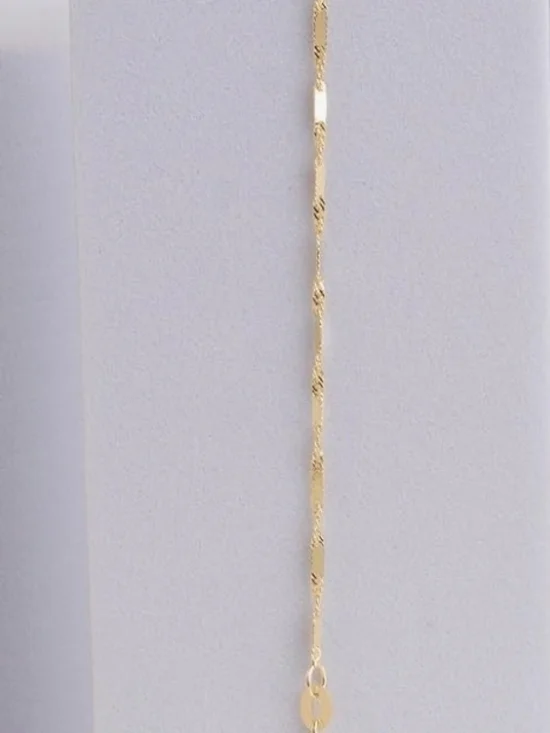 NIB 14K Solid Yellow 1mm Singapore Bar Chain 20" - Picture 8 of 14